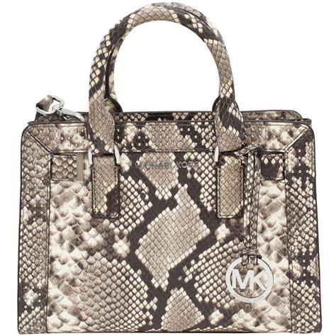 small michael kors snakesjin and tan purse|Michael Kors snakeskin shoulder bag.